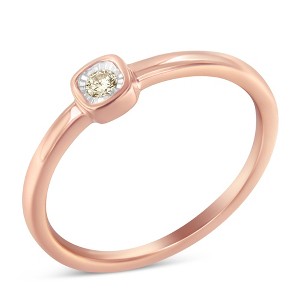 14K Rose Gold Plated Silver Diamond Accent Square Cushion Shaped Promise Ring - 1 of 4