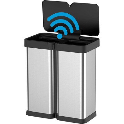 Automatic Trash Can, Stainless Steel Wastebasket, Smart Motion Sensor Rubbish Can, 2 Compartment