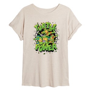 Women's - Teenage Mutant Ninja Turtles - Turtle Power New Oversized Graphic T-Shirt - 1 of 4