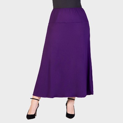 24seven Comfort Aapparel Womens Plus Elastic Waist Comfortable Fit Maxi Skirt