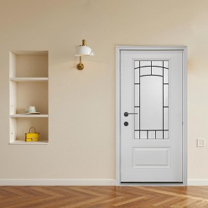 Wooakway 36"W×80"H Exterior Frosted Glass Prehung Front Entry Door Primed Interior Fiberglass Entrance Door - 1 of 4