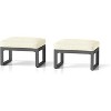Heynemo 2 Pieces Aluminum Outdoor Patio Ottoman Set, Outdoor Foot Stools with Thick Cushion, Small Seat Furniture for Porch Balcony Backyard, Grey - 3 of 4