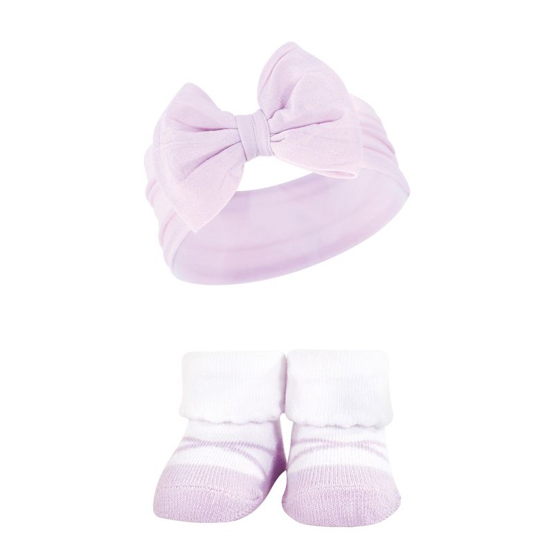 Hudson Baby Infant Girl Headband and Socks Giftset, Pink Purple Mint, One Size, 5 of 6