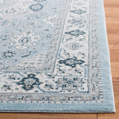 Isabella Blue and Creme Synthetic Oriental Runner Rug