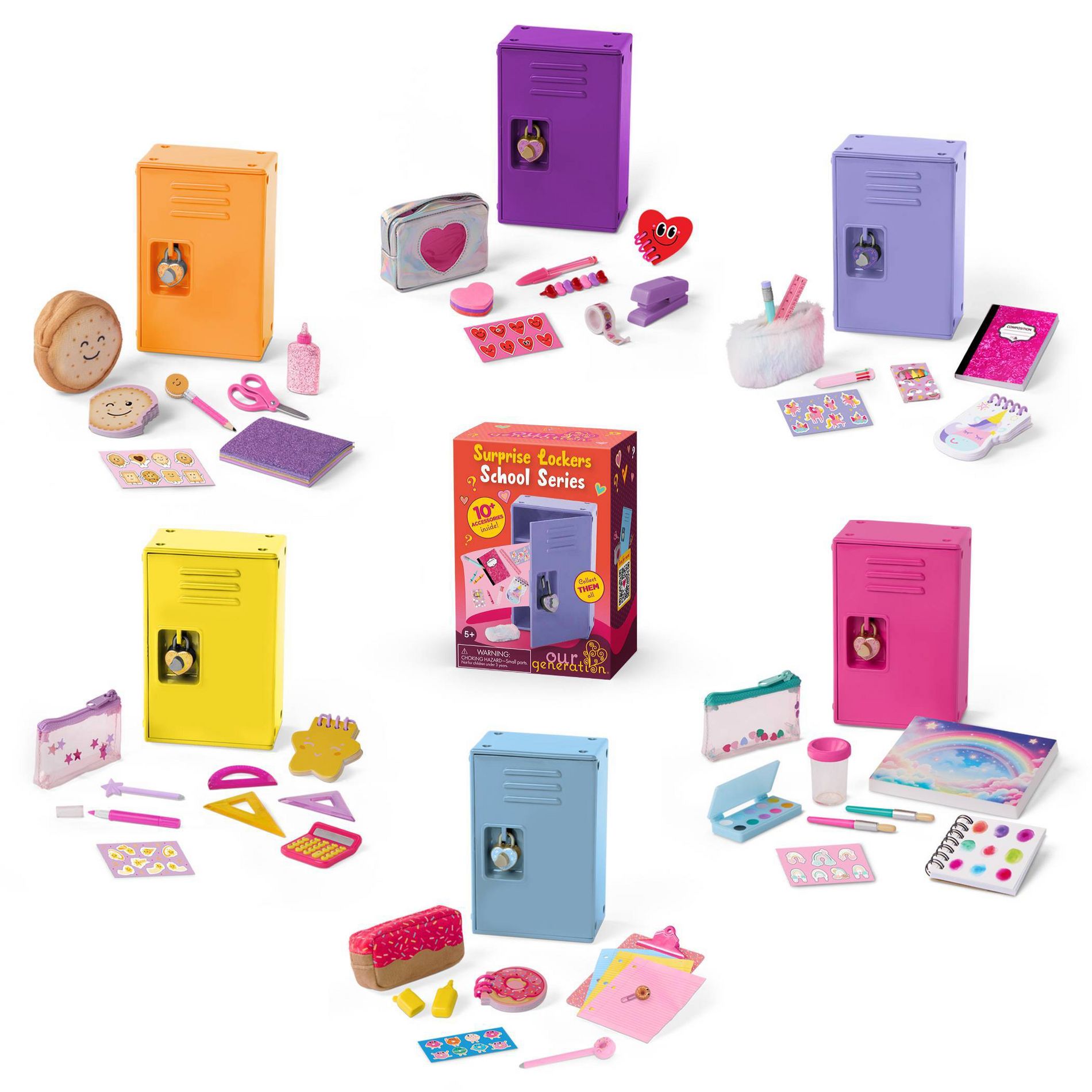 Our Generation Surprise Lockers School Series - 1 of 6 Collectible Mystery Boxes with Stickers and Classroom Supplies Accessories for 18" Dolls