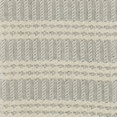 Gray and White Cotton Striped Throw Blanket with Tassels