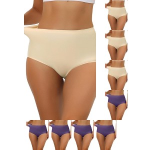 INSPIRE CHIC Women's Elastic High-Waisted Unlined Breathable No-Show Hipster Underwear 9 Packs - 1 of 4