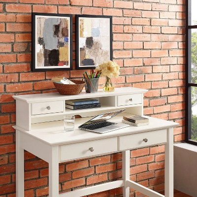 Campbell Desk And Hutch Set White, Crosley Campbell Writing Desk Hutch In White Finish
