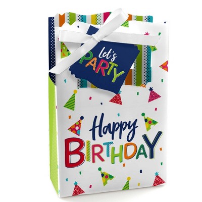 Big Dot of Happiness Cheerful Happy Birthday - Colorful Birthday Party Favor Boxes - Set of 12