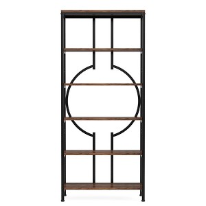 Resenkos Bookshelf, Bookcase Standing Shelf Unts,6-Tier Bookshelf, 70.9" Industrial Bookcase Display Shelf,Walnut & Black Brown - 1 of 4