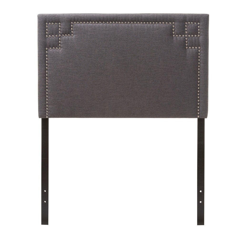 Photos - Bed Frame Twin Geneva Modern And Contemporary Fabric Upholstered Headboard Dark Gray