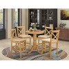 Kitchen Pub Table Set - 5 Piece Dinette Set with Chairs - Small Space Design - Warm Oak Finish - 2 of 4