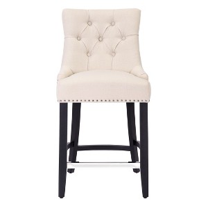 WestinTrends 24" Linen Fabric Tufted Buttons Upholstered Wingback Counter Stool - 1 of 4