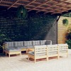 vidaXL Solid Pinewood Patio Lounge Set 11 Piece with Cushions Multi Colors - Brown and Gray - 2 of 4