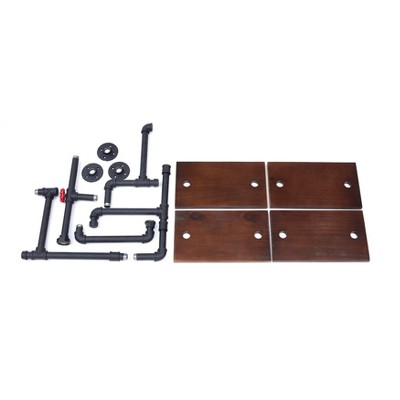 Industrial Chic 26" Black Iron and Wood Wall Shelving Unit