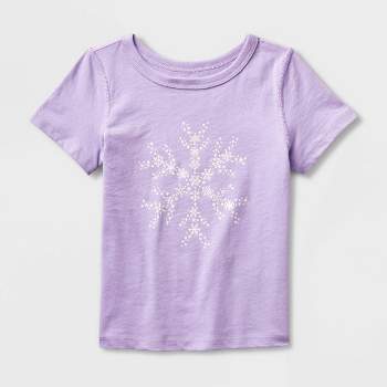 Toddler Kids' Adaptive Short Sleeve 'Snowflake' Graphic T-Shirt - Cat & Jack™ Lavender