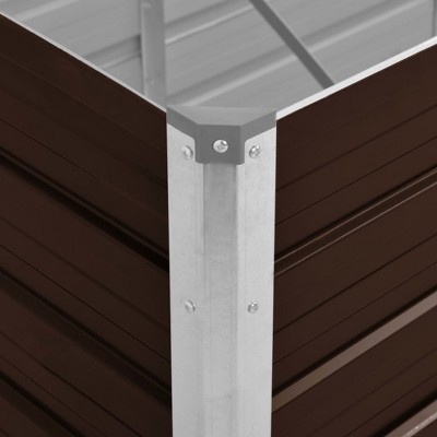 Brown Galvanized Steel Rectangular Raised Garden Bed Planter