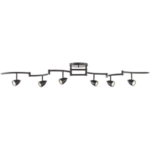 Pro Track Heavy Duty Axel 6-Head LED Ceiling Track Light Fixture Kit Spot Light GU10 Dimmable Black Metal Farmhouse Rustic Kitchen Bathroom 72" Wide - 1 of 4