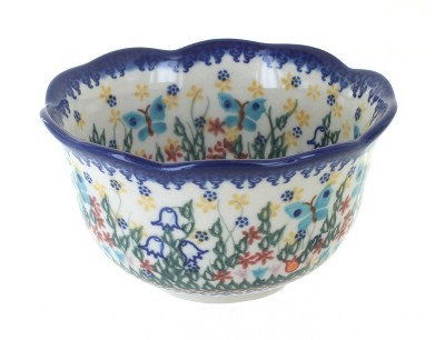 Blue Rose Polish Pottery 515 Vena Small Deep Scallop Bowl