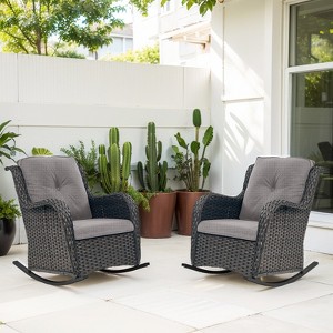Gymojoy Outdoor Rocking Chair Rattan Rocker Chairs with Cushion - 1 of 4