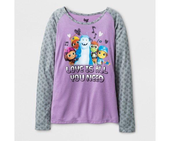 Girls' Beat Bugs&#174; Long Sleeve Raglan T-Shirt - Lilac XS
