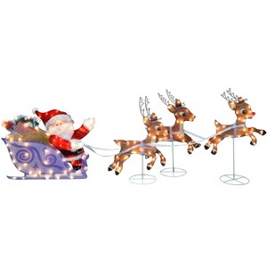 Rudolph  Rudolph L2D PreLit Yard Art Sleigh w Reindeer, Purple - 1 of 4