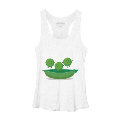 Women's Design By Humans Cute jumping peas in pod cartoon illustration By thefrogfactory Racerback Tank Top