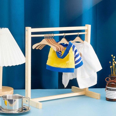 Etokfoks 11 Pcs Doll Garment Rack Set with Wooden Clothes Hangers Fits 18 Inch Doll Clothes Mini Wardrobe Accessory for Dollhouse — фото 4