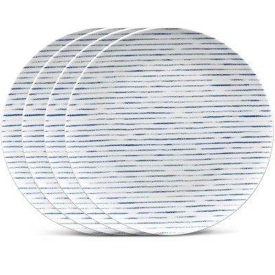 Noritake Hammock Set of 4 Coupe Stripe Dinner Plates