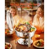 Chafing Dish Buffet Set, 5 Qt 2-Pack, Stainless Steel Round Chafer with Full-Size Pans, Folding Stand & Lid Holder for Weddings, Parties & Banquets - 3 of 4
