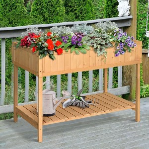 Gulches 43x18x30in Raised Garden Bed with 8 Pockets & Shelf - Wooden Elevated Planter for Herbs & Vegetables - 1 of 4