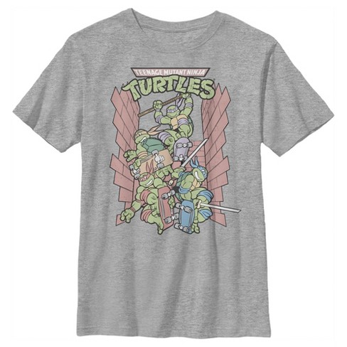 Boy's Teenage Mutant Ninja Turtles Brick Jump T-Shirt - Athletic Heather -  X Large