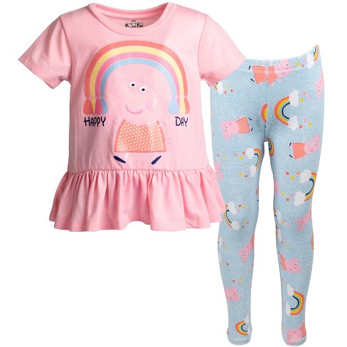 Peppa Pig Toddler Girls T-Shirt and Leggings Outfit Set Pink / Blue 2T