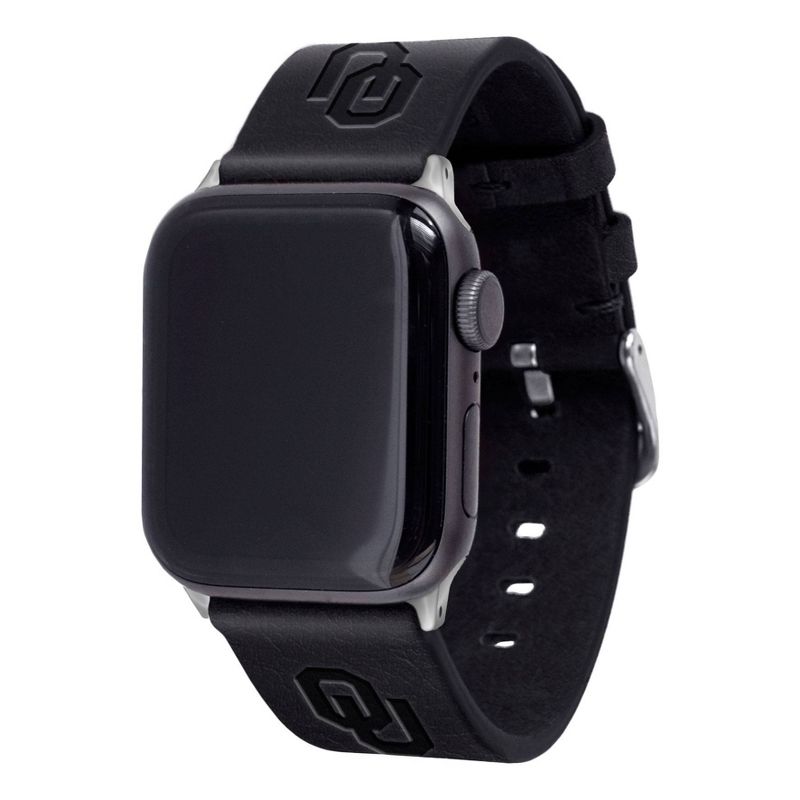 NCAA Oklahoma Sooners Apple Watch Compatible Leather Band - Black, 1 of 4