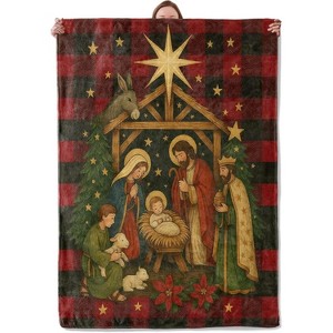 Lomsoe Christmas Tree with Plaid Throw Blanket, Flannel Throw Blanket, Warm Soft Cozy Flannel Blankets for Bedroom, Camping, Couch - 1 of 3