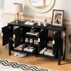ACEPANO 55.1 in. W Modern Multifunctional Sideboard with 4 Doors, Open Shelves, 2 Adjustable Shelves & Double Hooks-Black - 4 of 4