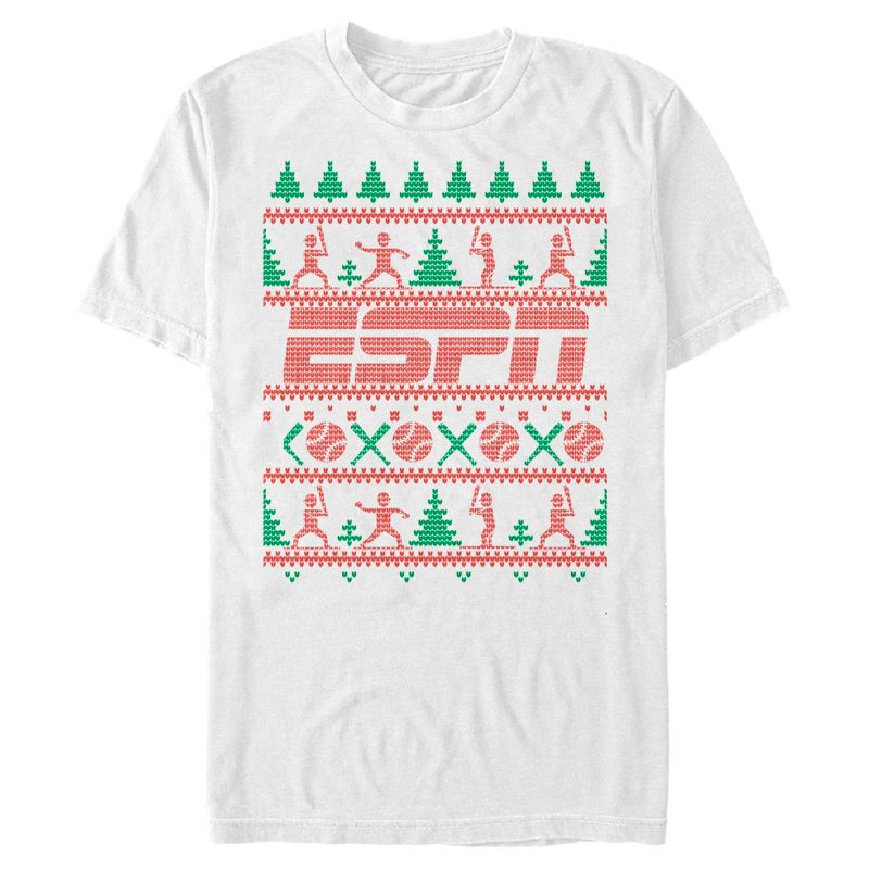 Men's ESPN Baseball Christmas Sweater T-Shirt, 1 of 6