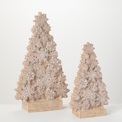 Sullivans Snowflake Tree Decorative  Set of 2, 18.25"H & 13.25"H Brown