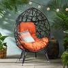 Coolbibila Modern 1-Piece Patio Indoor Woven Wicker Cushioned Teardrop Chair,Outdoor PE Rattan Hanging Basket Garden Egg Chair with Stand - 3 of 4