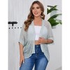 Women's Plus Size Hollow Out Asymmetrical Hem Cardigan Open Front Short Sleeve Lightweight Sweater - 3 of 4