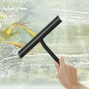 Home Mart Goods Matte Black Bamboo Shower Squeegee Tool For Glass Doors Windows With Suction Cup - 1 of 3