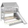 NicBex Twin over Twin Bunk Bed with Storage Stair Classic House Shape Triple Bed Frame Loft Bed with Guardrails, Slide and Scroll Wheels - 3 of 4