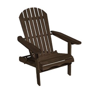 Royal Hampton Outdoor Adirondack Chair, Slatted Back, Weathered Gray Wood - 1 of 1