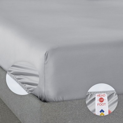 Luxury Light Grey Cotton Sateen Queen Sheet Set