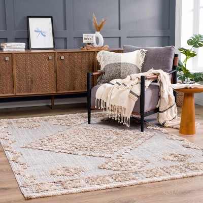 Gray Geometric High-Low Pile Polyester Runner Rug 2'7" x 7'3"