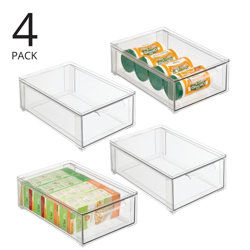 mDesign Plastic Stackable Kitchen Pantry Storage Organizer with Drawer, 2 of 10