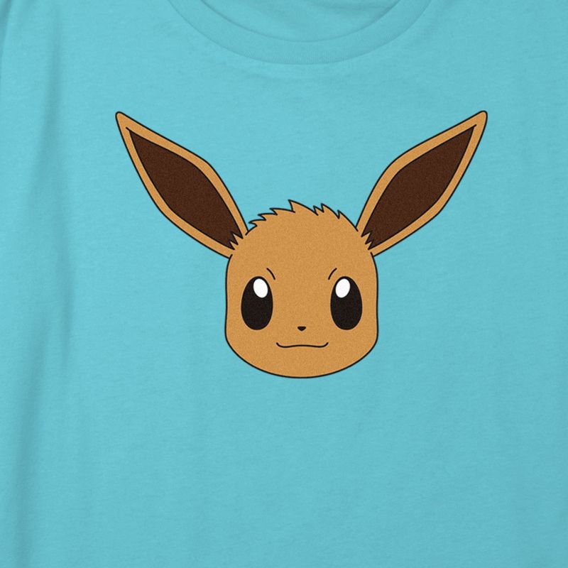 Girl's Pokemon Eevee Face Portrait Crop Top T-Shirt, 2 of 4