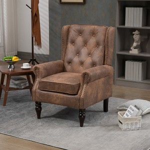 Modern Accent Chair with Rubber Wood Legs, Stylish Button-Tufted Lounge Armchair for Living Room & Bedroom - ModernLuxe - 1 of 4