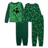 Minecraft Little/Big Boys' 4-Piece Creeper Cotton Pajama Set - 2 of 4