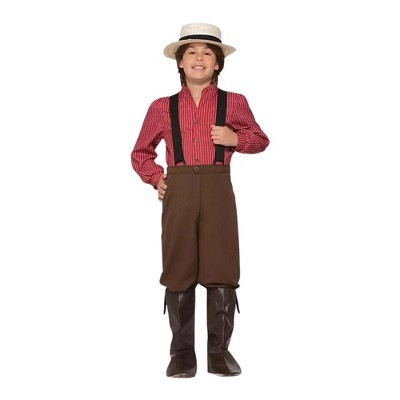 Forum Novelties Costume Da Ragazza Coloniale, Bambina Media, Abito Lungo Blu Con Grembiule E Cappello, Per Recita E Carnevale